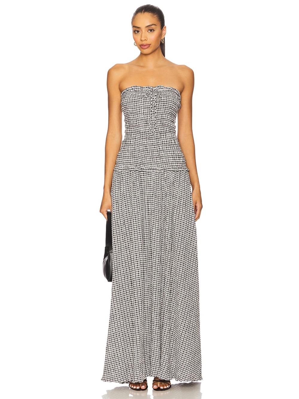 Lovers and Friends Gale Smocked Gingham Halter Maxi Dress - XS